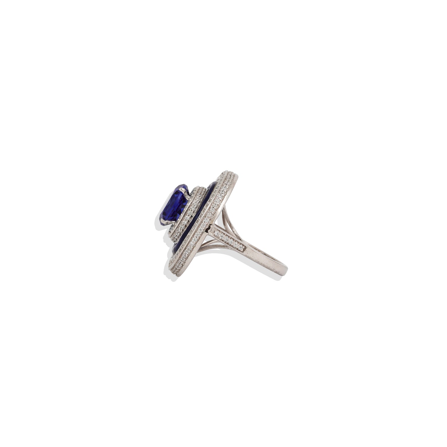 Luxury 925 Sterling Silver Blue Sapphire Statement Ring – Vintage-Inspired Cocktail Ring – Limited Edition Elegant Jewelry