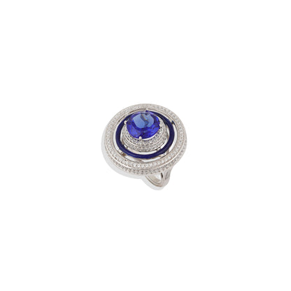 Luxury 925 Sterling Silver Blue Sapphire Statement Ring – Vintage-Inspired Cocktail Ring – Limited Edition Elegant Jewelry