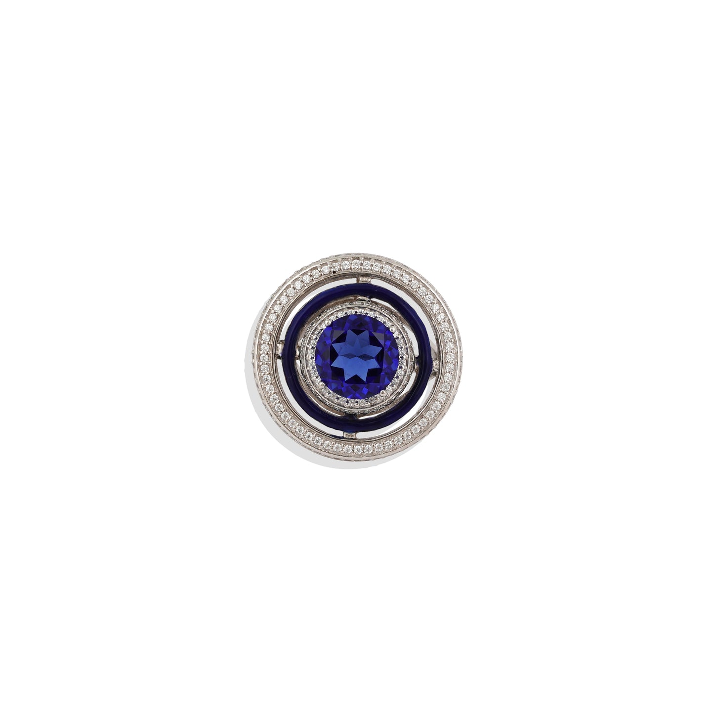 Luxury 925 Sterling Silver Blue Sapphire Statement Ring – Vintage-Inspired Cocktail Ring – Limited Edition Elegant Jewelry