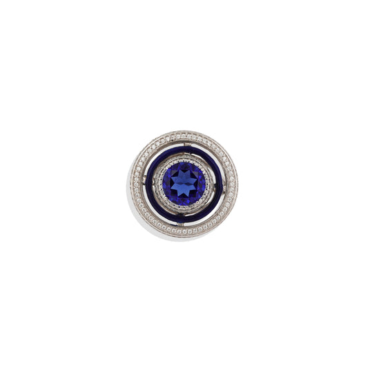Luxury 925 Sterling Silver Blue Sapphire Statement Ring – Vintage-Inspired Cocktail Ring – Limited Edition Elegant Jewelry