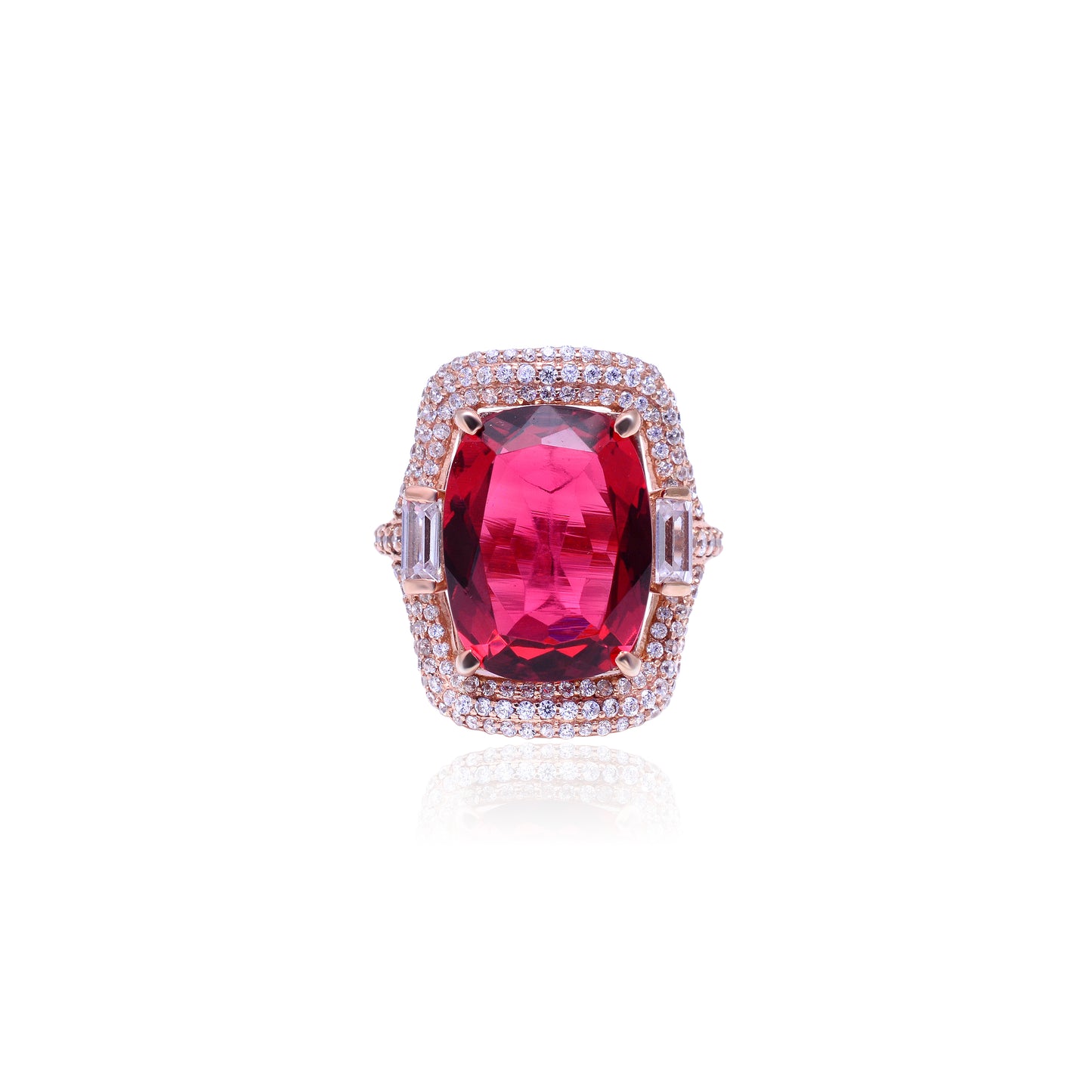 Lab made Ruby Gemstones Sterling Silver Ring