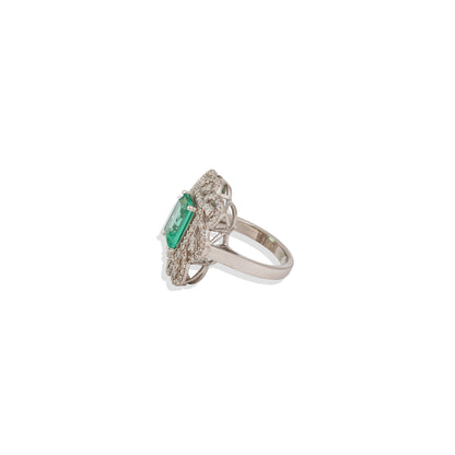 Sterling Silver Emerald Ring | Vintage-Inspired Green Emerald Cocktail Ring | Art Deco Statement Ring | Limited Stock