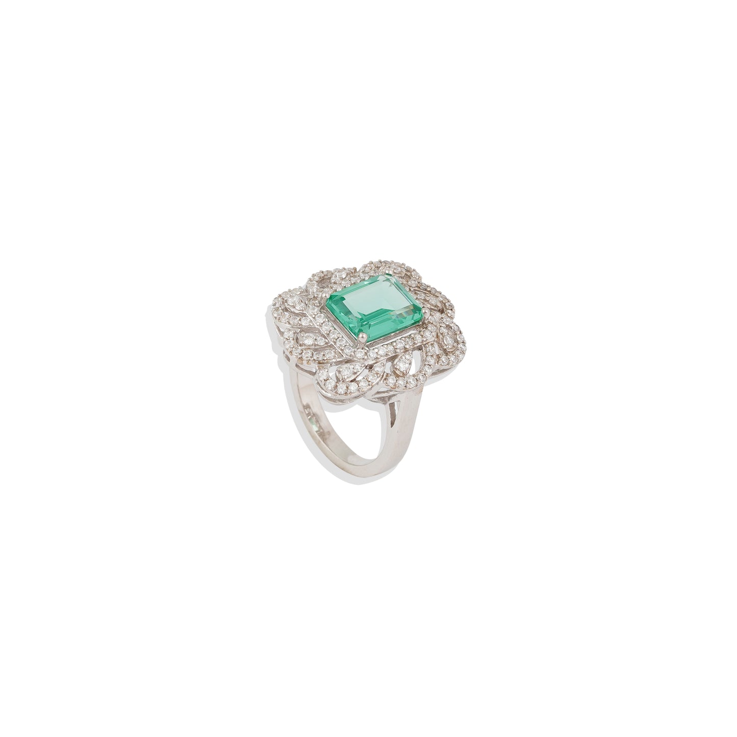 Sterling Silver Emerald Ring | Vintage-Inspired Green Emerald Cocktail Ring | Art Deco Statement Ring | Limited Stock
