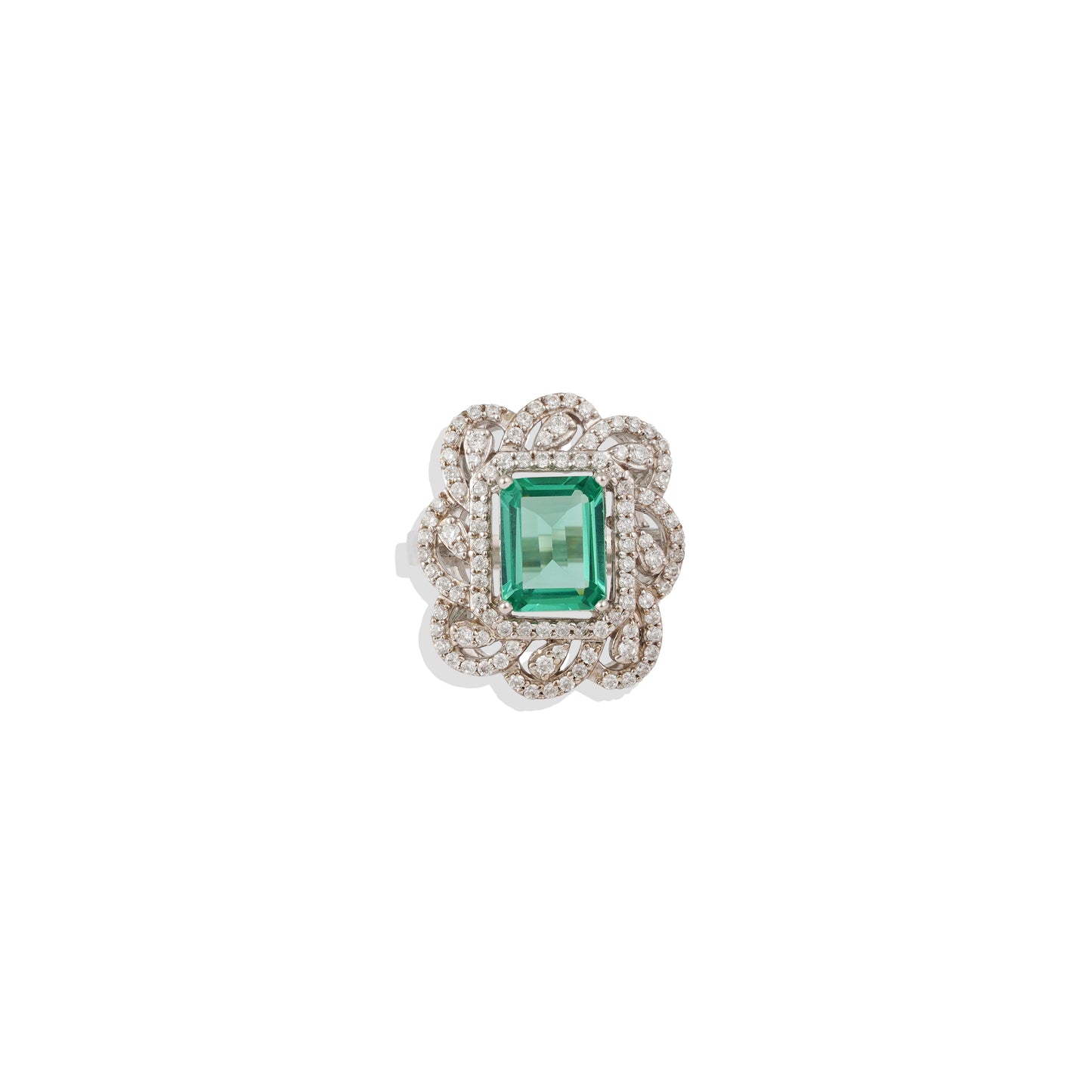 Sterling Silver Emerald Ring | Vintage-Inspired Green Emerald Cocktail Ring | Art Deco Statement Ring | Limited Stock