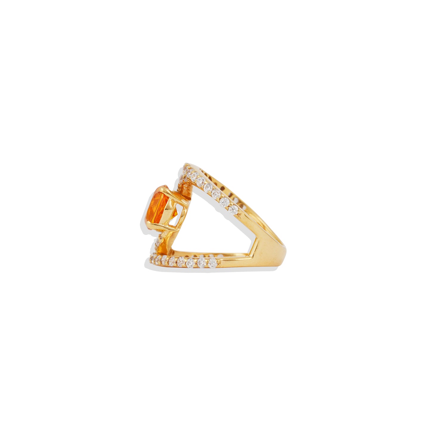 Elegant 925 Sterling Silver Statement Ring – Trendy Open Band with Gemstone Sparkle
