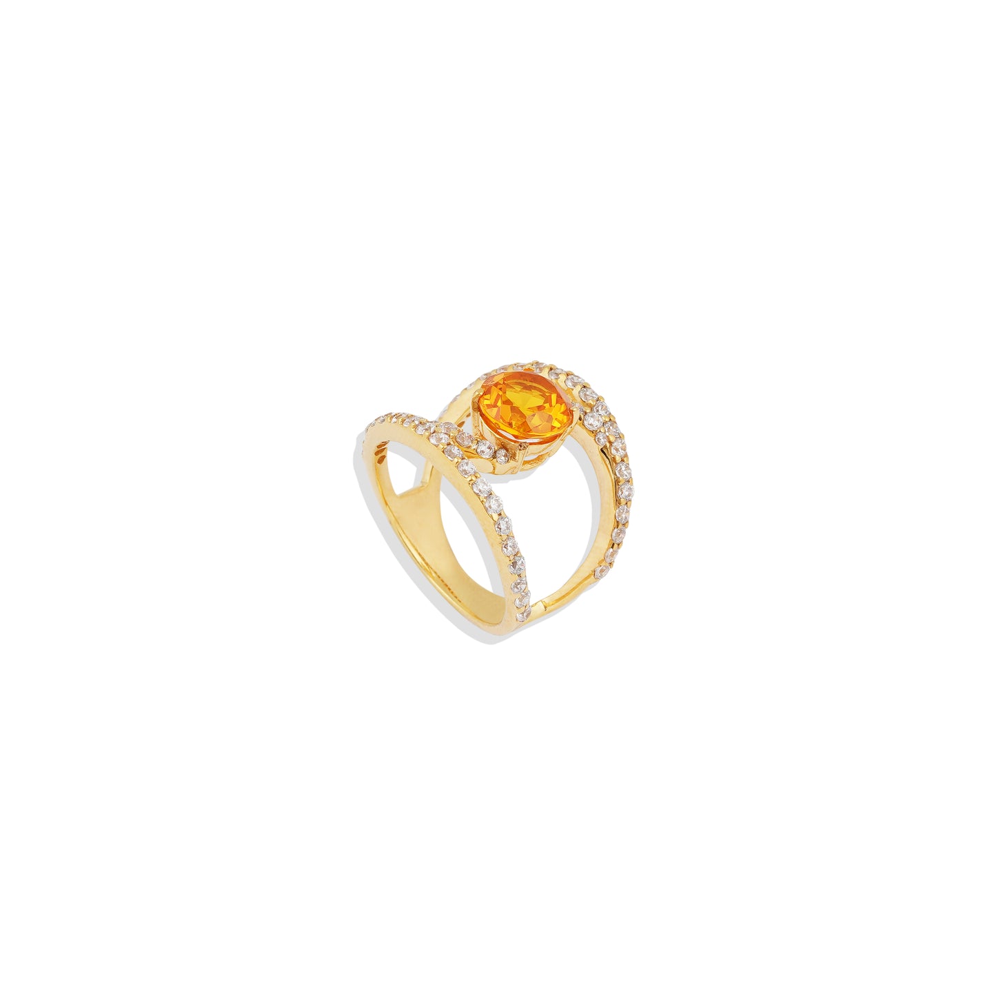 Elegant 925 Sterling Silver Statement Ring – Trendy Open Band with Gemstone Sparkle