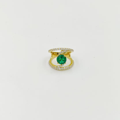 Elegant 925 Sterling Silver Statement Ring – Trendy Open Band with Gemstone Sparkle