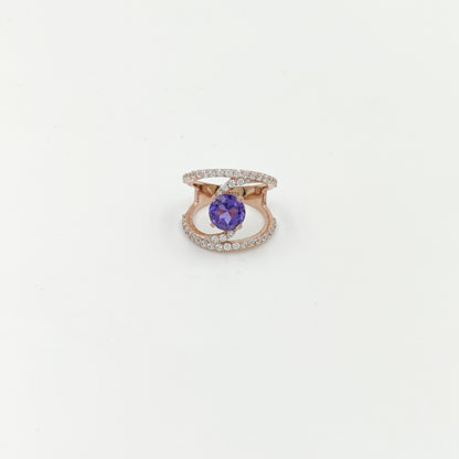 Elegant 925 Sterling Silver Statement Ring – Trendy Open Band with Gemstone Sparkle