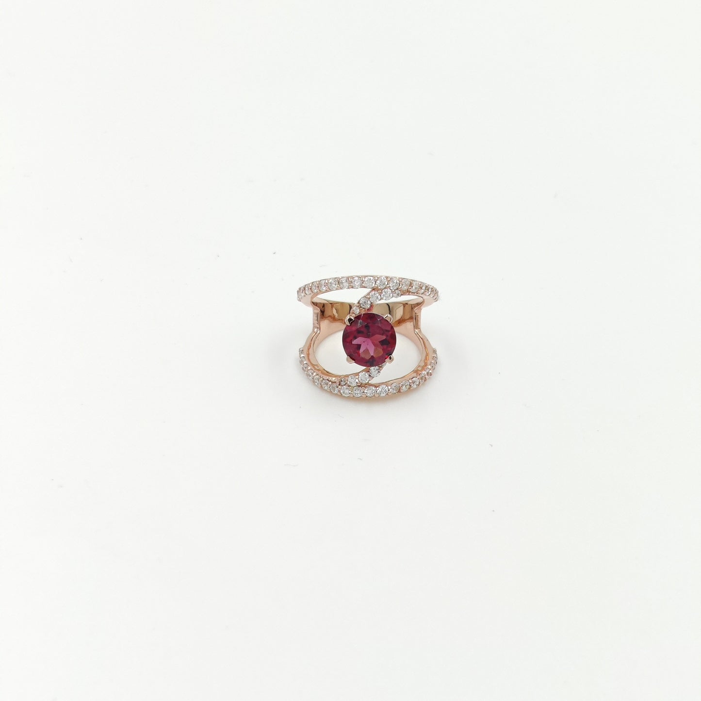 Elegant 925 Sterling Silver Statement Ring – Trendy Open Band with Gemstone Sparkle