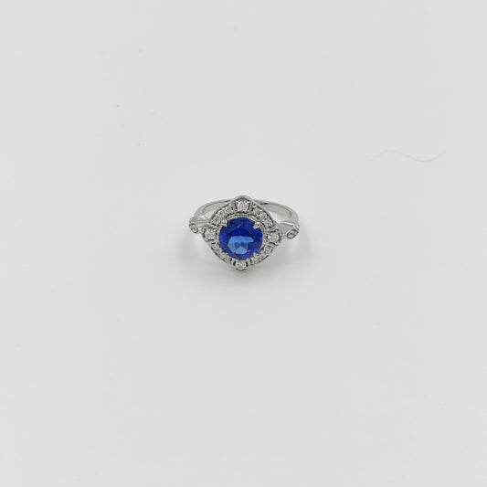 925 Sterling Silver Halo Gemstone Ring – Blue Sapphire, Emerald Green, Ruby Red, & Rose Quartz – Vintage-Inspired Statement Ring – Limited Stock!