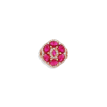 ✨ Radiant Ruby & Diamond Ring – Rose Gold 925 Sterling Silver Vintage-Inspired Cocktail Ring – Limited Edition Glamorous Jewelry