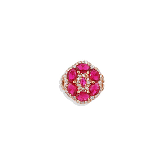 ✨ Radiant Ruby & Diamond Ring – Rose Gold 925 Sterling Silver Vintage-Inspired Cocktail Ring – Limited Edition Glamorous Jewelry