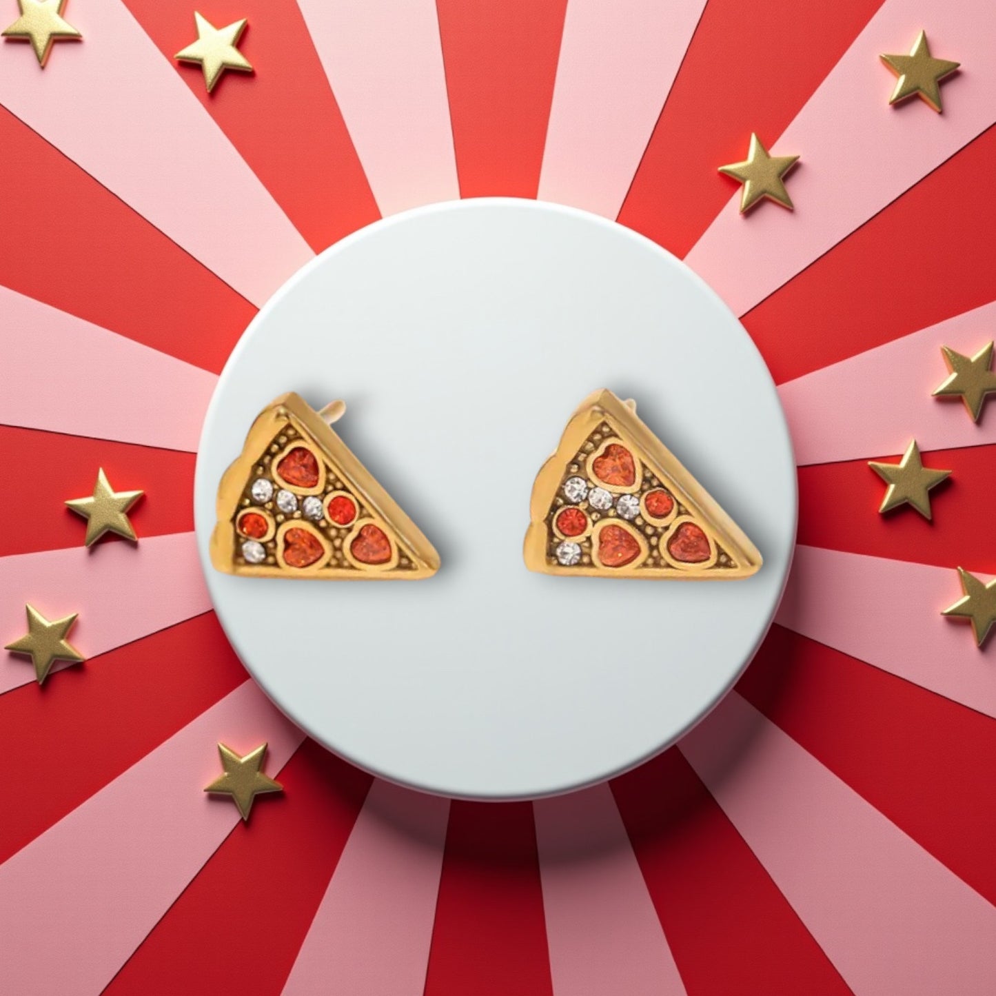 Fun Food-Themed Stud Earrings Set: Pizza, Burger, Ice Cream Designs
