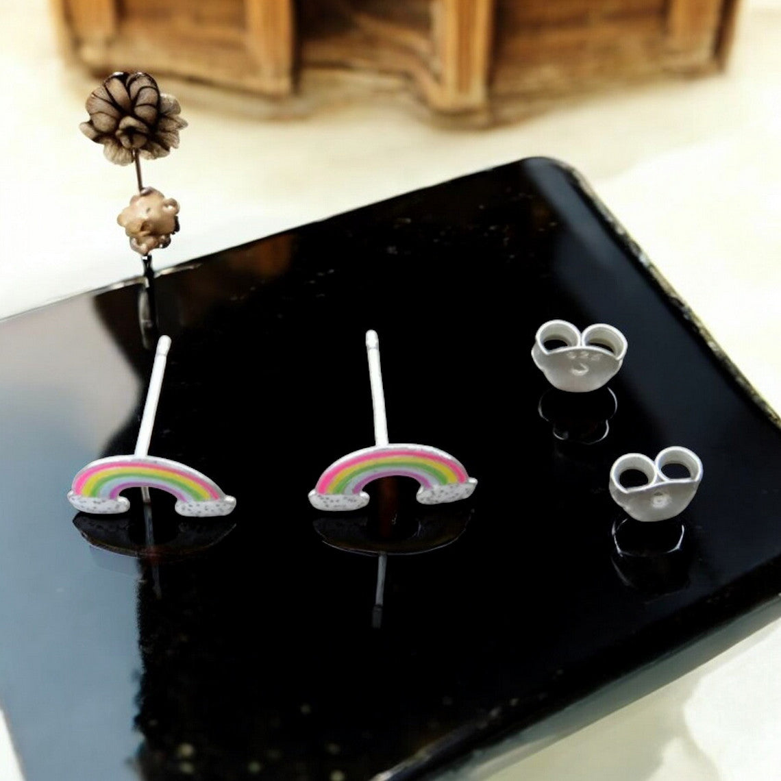 Sterling silver rainbow earrings