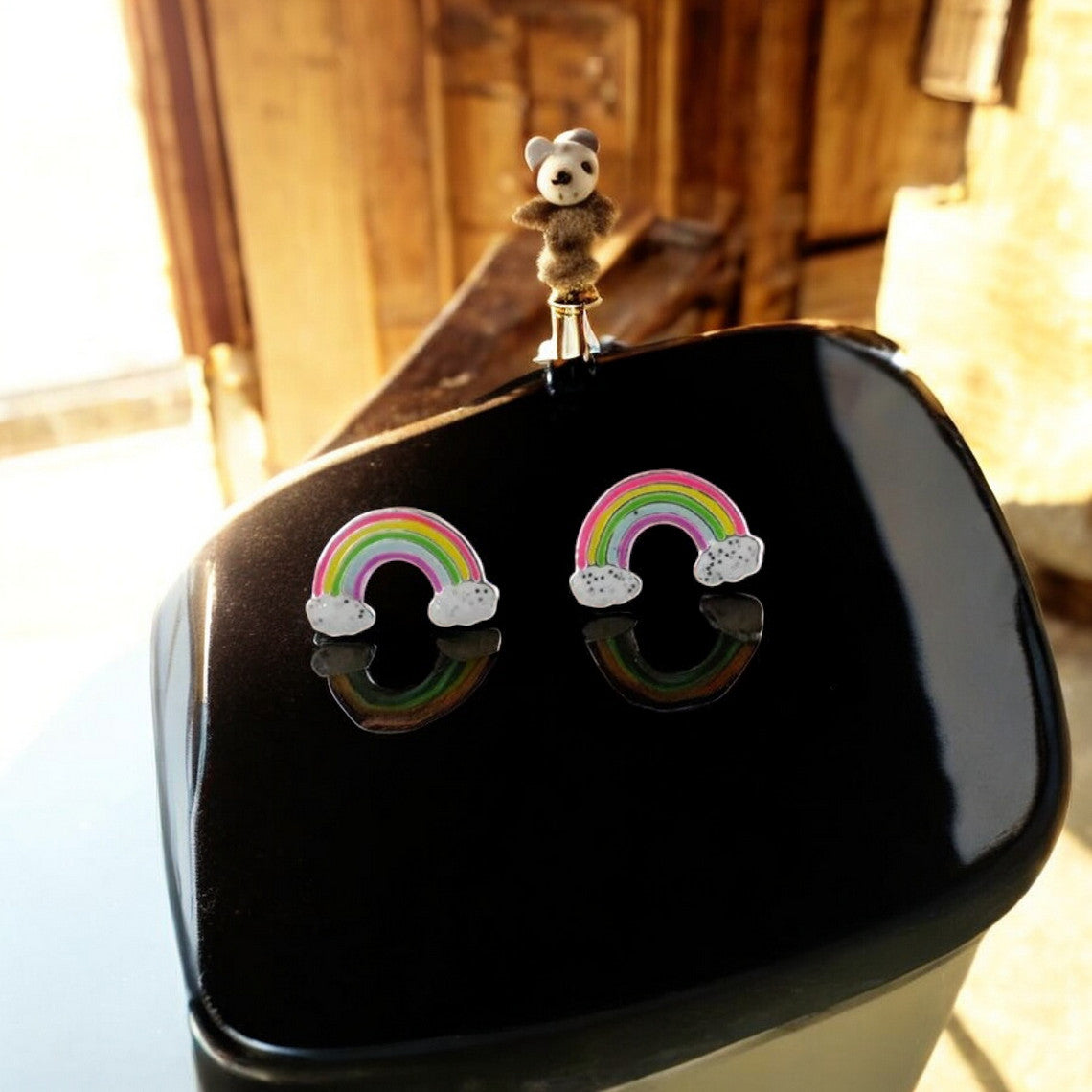 Sterling silver rainbow earrings