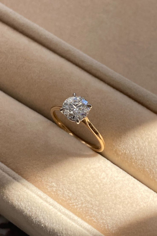 Moissanite Solitaire Engagement Ring – Classic Round Cut, 925 Sterling Silver, Gold Plated, Minimalist Wedding Ring, Dainty Promise Ring, Anniversary Gift for Her