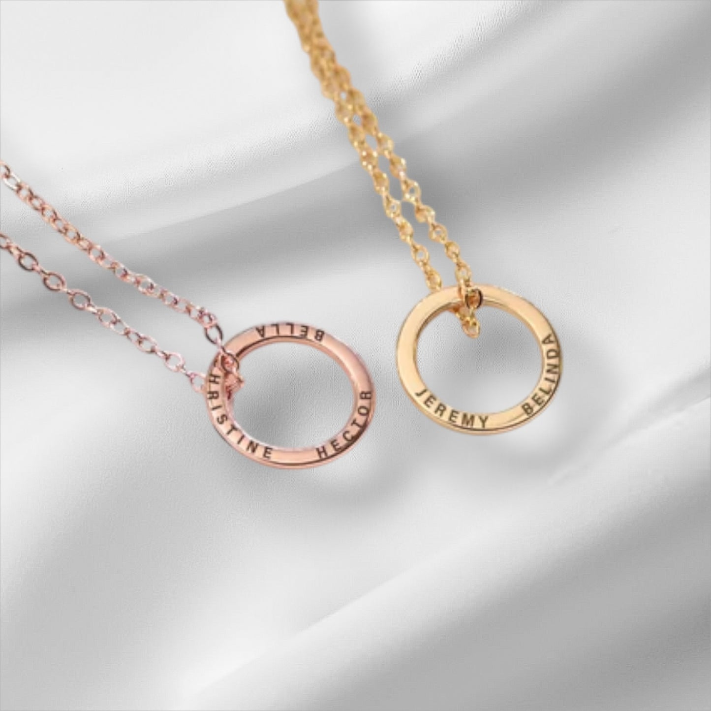 Custom Engraved Silver Circle Name Necklace