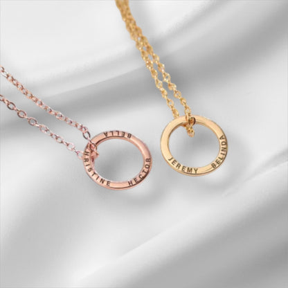 Custom Engraved Silver Circle Name Necklace