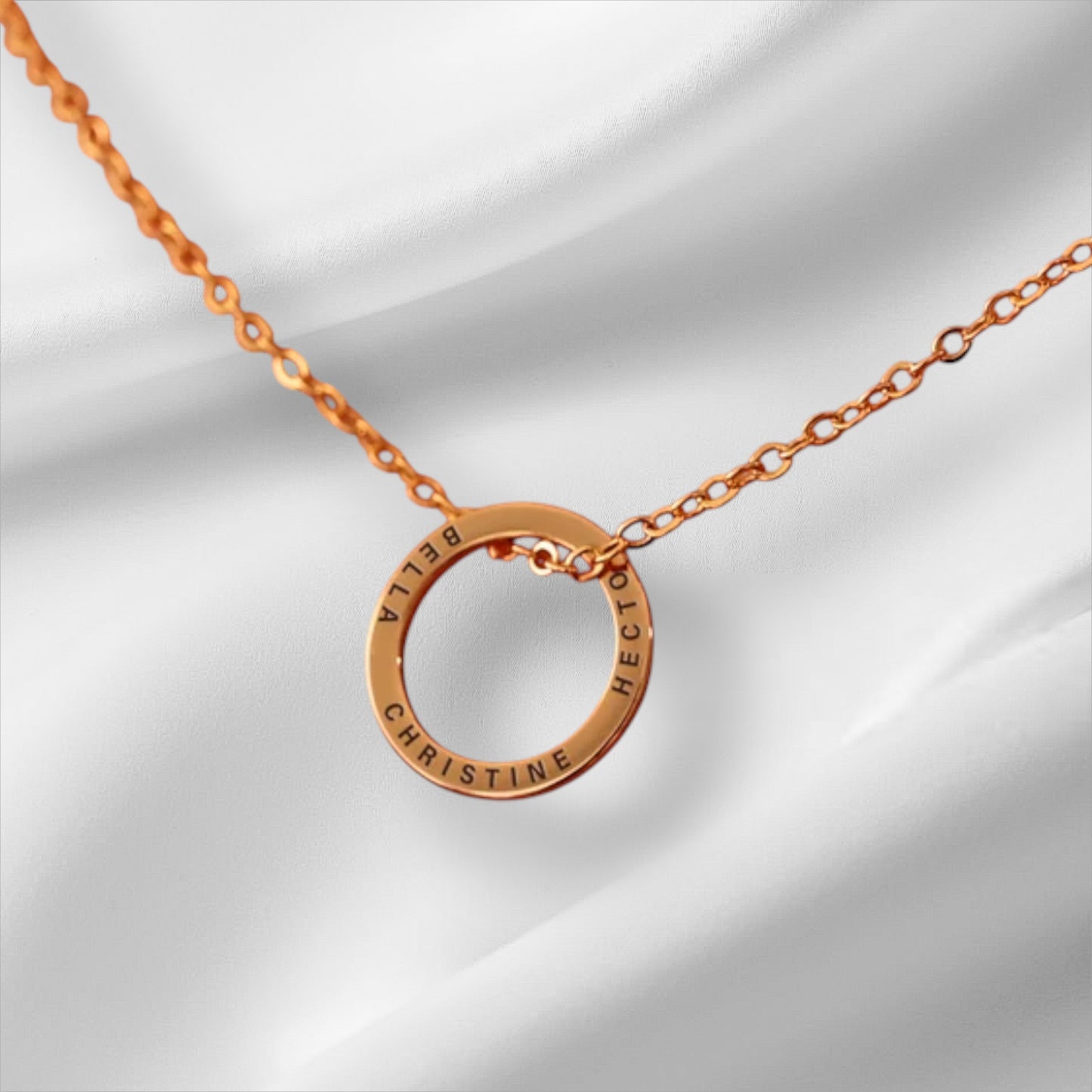 Custom Engraved Silver Circle Name Necklace