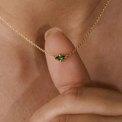 Single Birthstone Minimalist Tiny Gold Necklace, Birthday Gift for Her