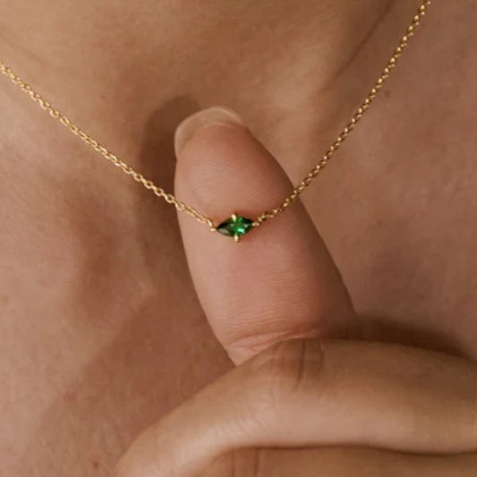 Single Birthstone Minimalist Tiny Gold Necklace, Birthday Gift for Her
