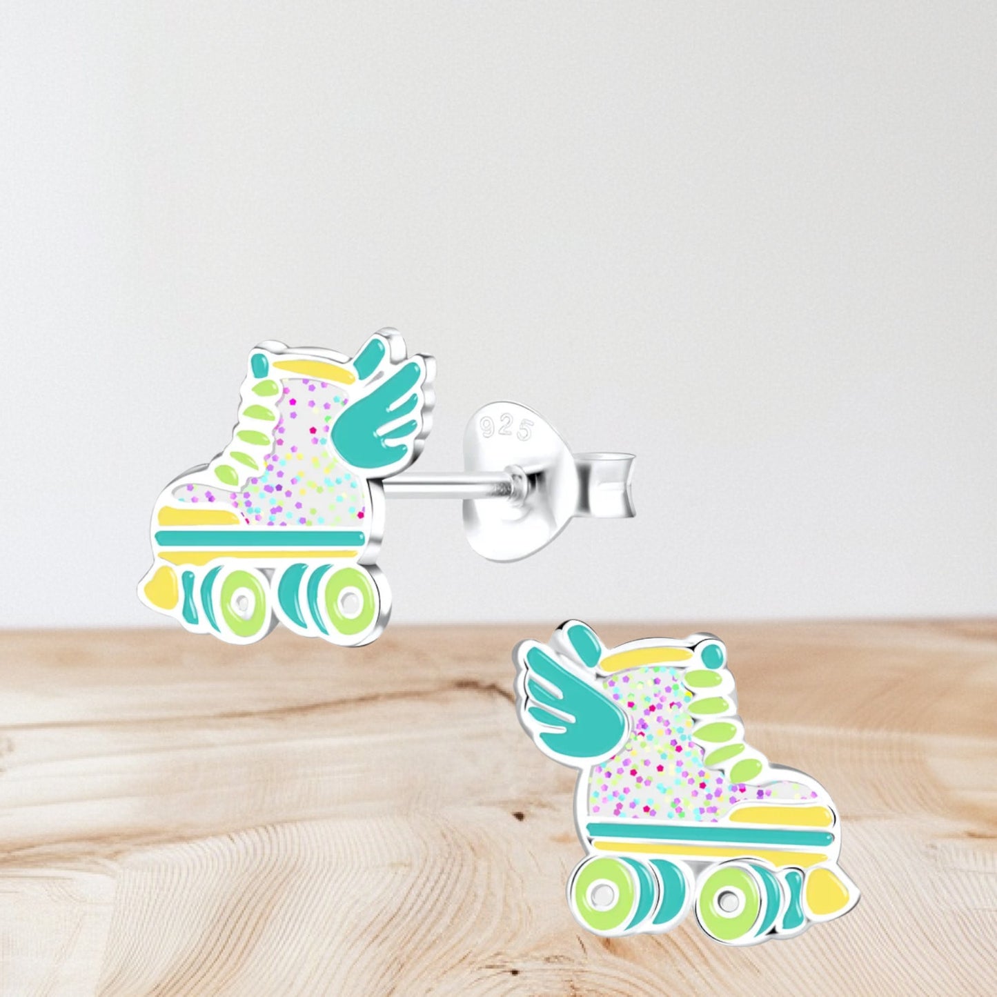Sterling silver roller skate stud earrings