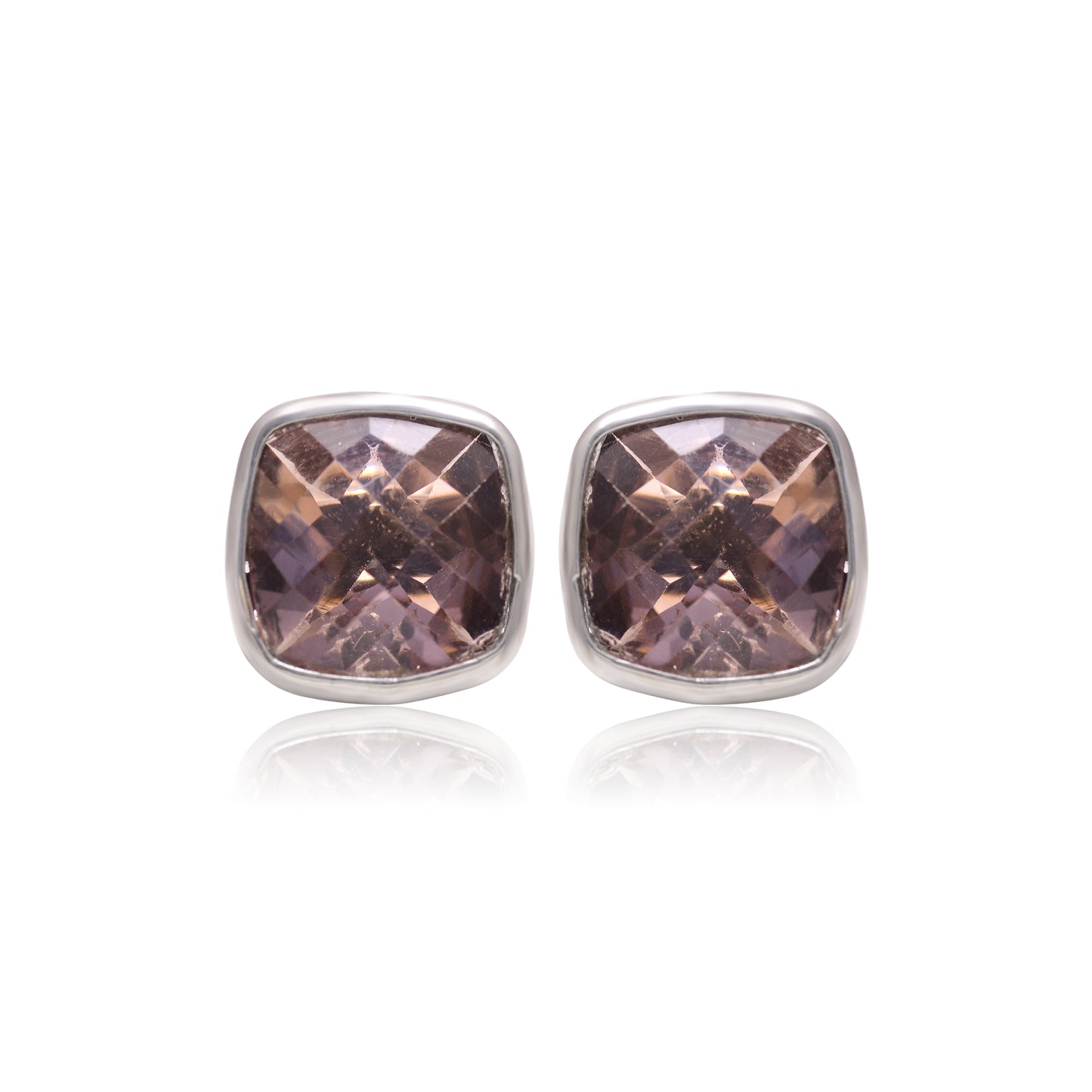 925 Sterling Silver Natural Smokey Quartz Stud Earrings