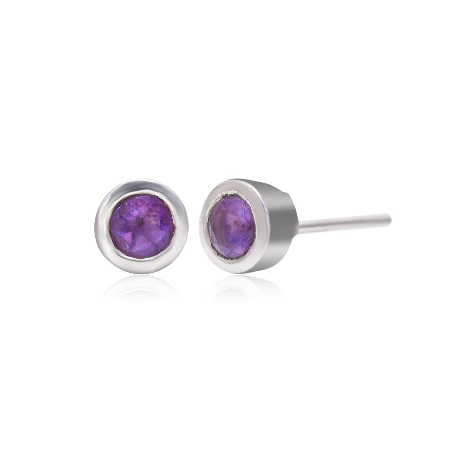 Natural Amethyst Stud Earrings