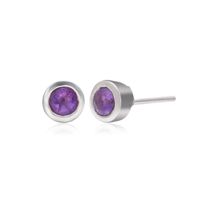Natural Amethyst Stud Earrings