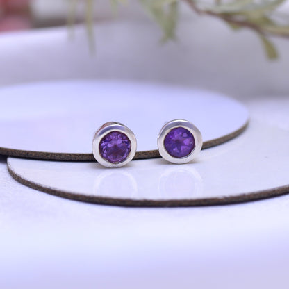 Natural Amethyst Stud Earrings