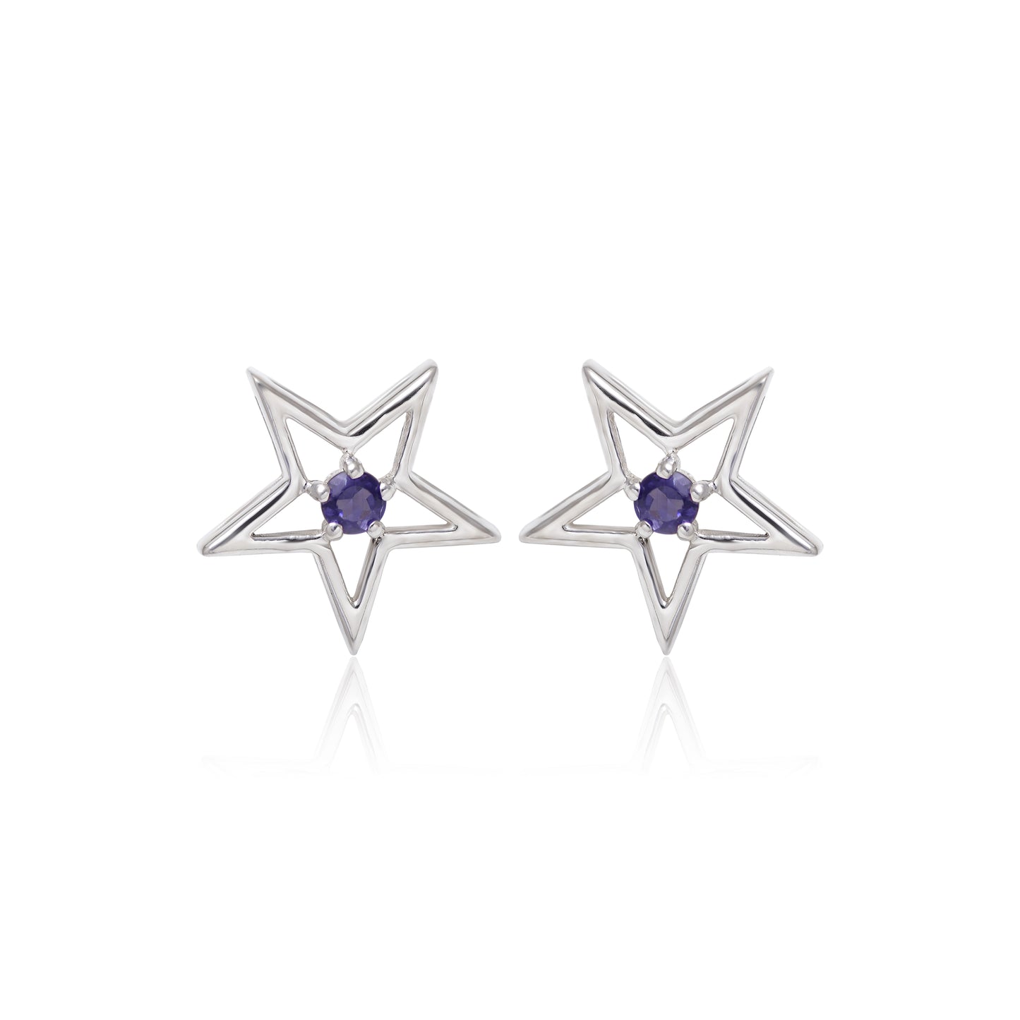 Natural Iolite Star Stud Earring In Sterling Silver