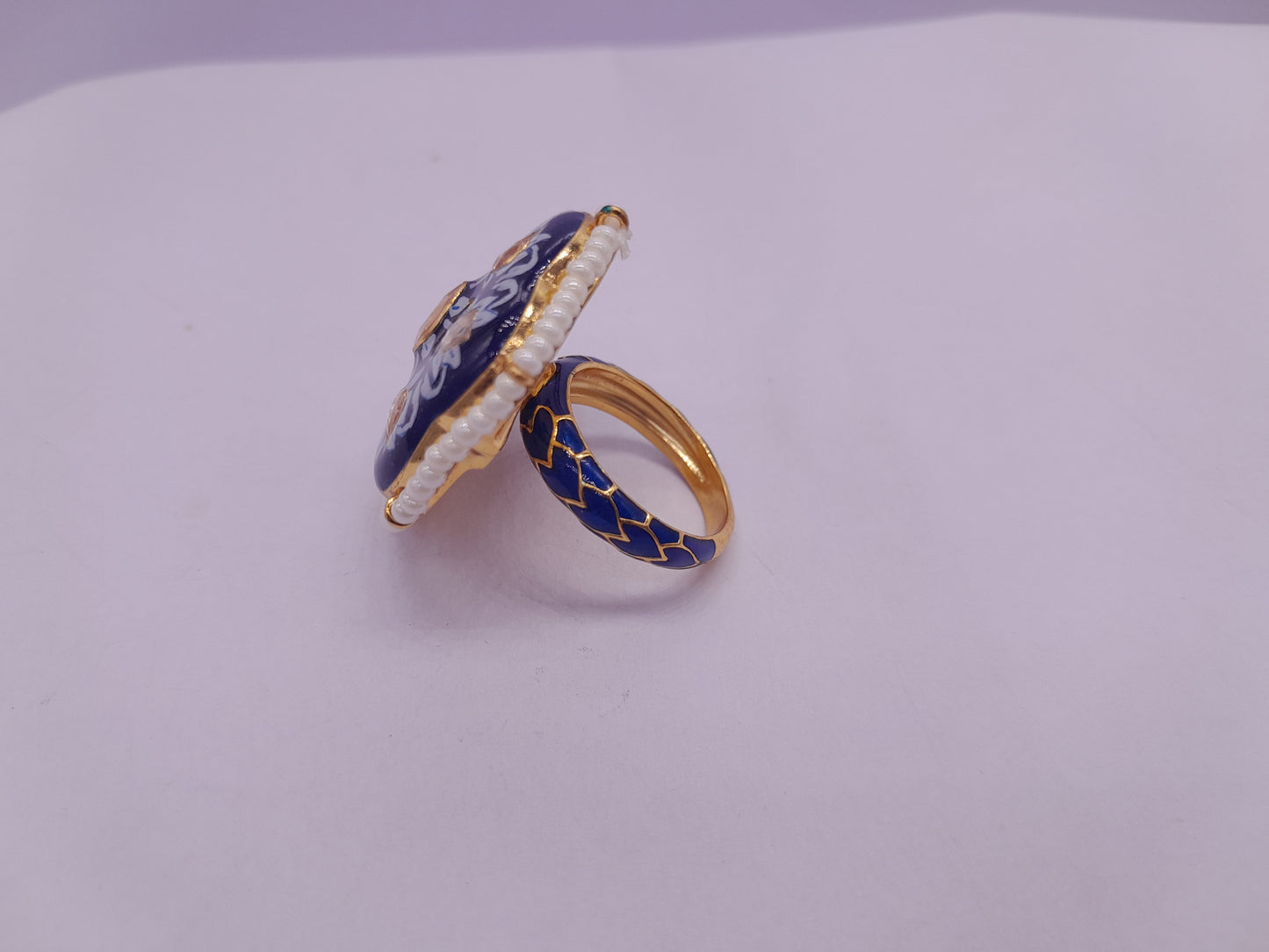 Silver Moissanite Polki Ring, Royal charm  Indian Wedding Jewellery, Statement Ring, Indian Traditional Ring, Bridal Jewellery, Moissanite Kundan Ring
