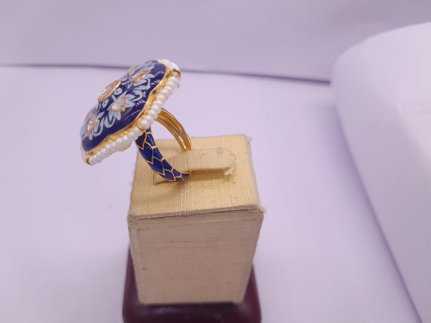 Silver Moissanite Polki Ring, Royal charm  Indian Wedding Jewellery, Statement Ring, Indian Traditional Ring, Bridal Jewellery, Moissanite Kundan Ring