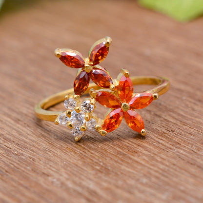 AAA+ Quality Floral Ring Lab made gemstones in Genuine stamped 925 Sterling Silver