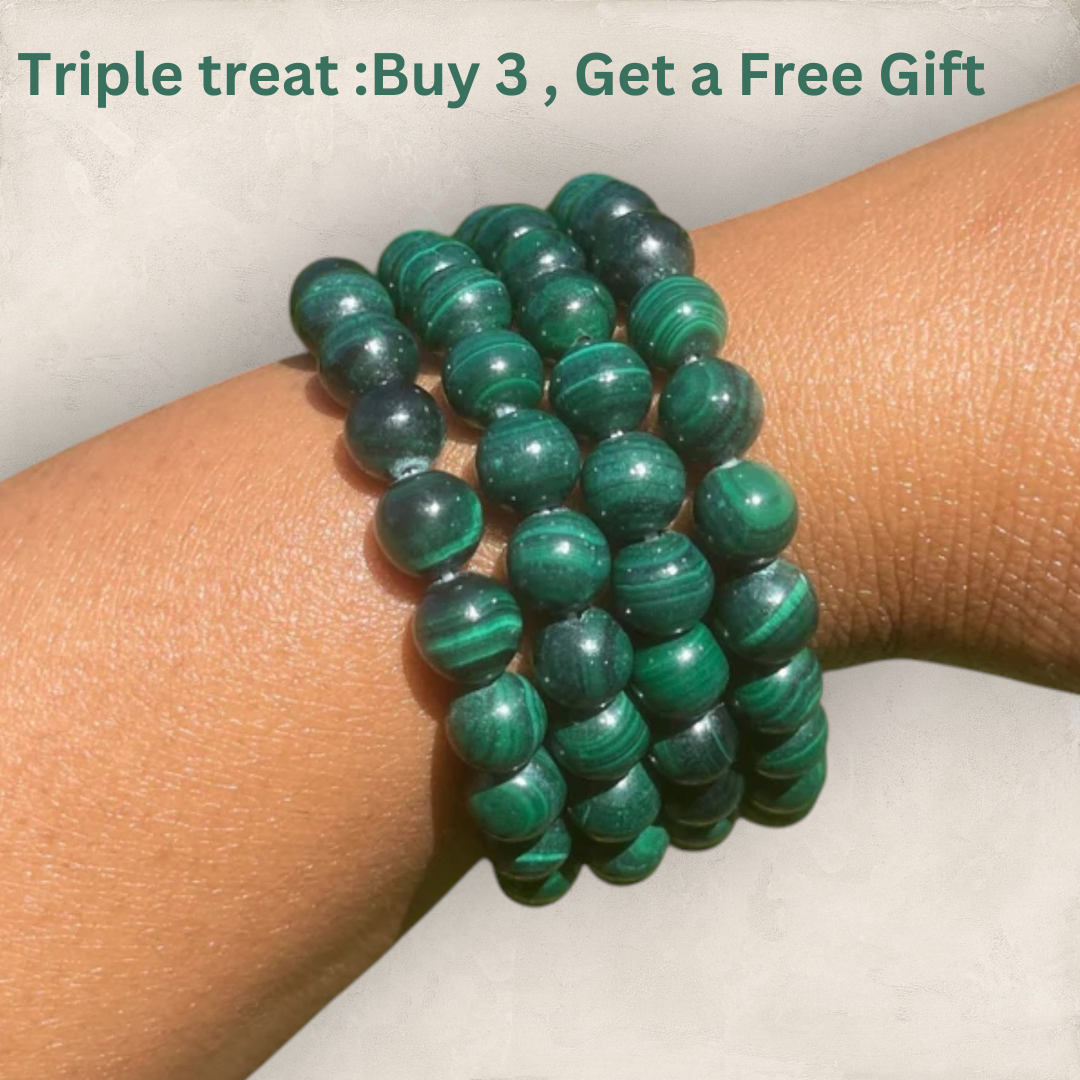 AAA+ Malachite Healing Crystals Stretchy Beads Bracelet  - Manifestation