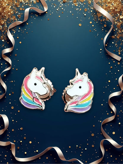 925 Sterling Silver Unicorn Earrings – Magical Studs for Kids & Teens