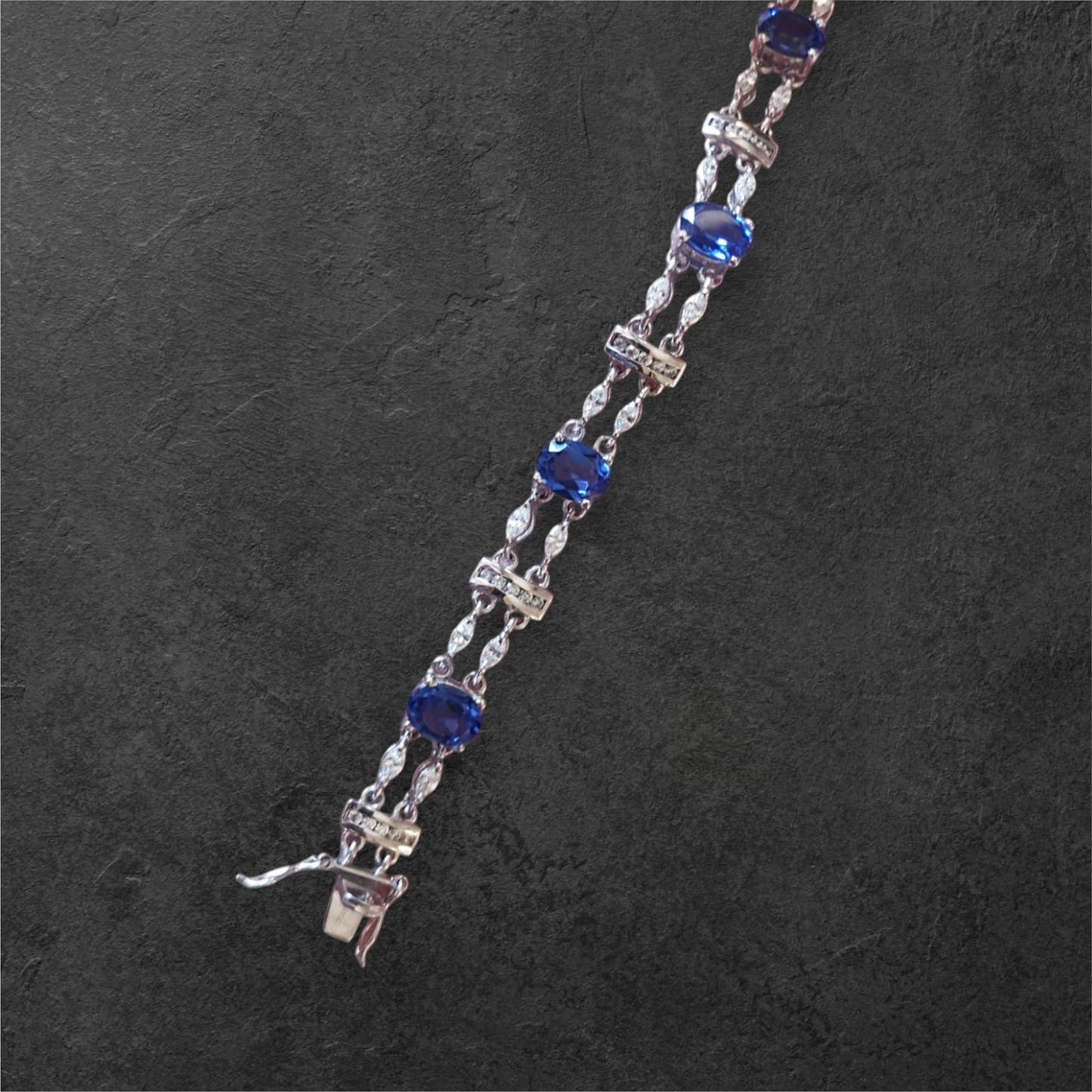 Labmade Sapphire Bracelet ,925 sterling silver Tennis Bracelet for Women