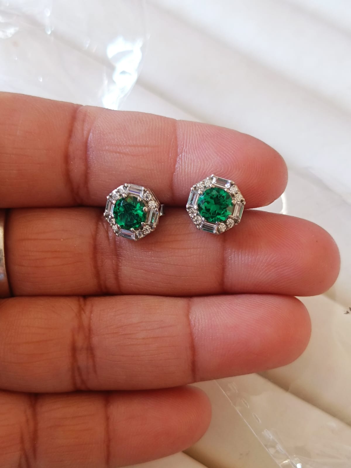 Bold. Elegant. Unique. 💎 Hexagon-shaped studs Earrings in 925 Sterling Silver – Elegant Sapphire, Emerald & Ruby Jewelry for Loving Women