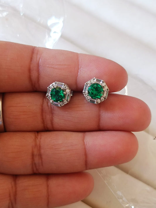 Bold. Elegant. Unique. 💎 Hexagon-shaped studs Earrings in 925 Sterling Silver – Elegant Sapphire, Emerald & Ruby Jewelry for Loving Women