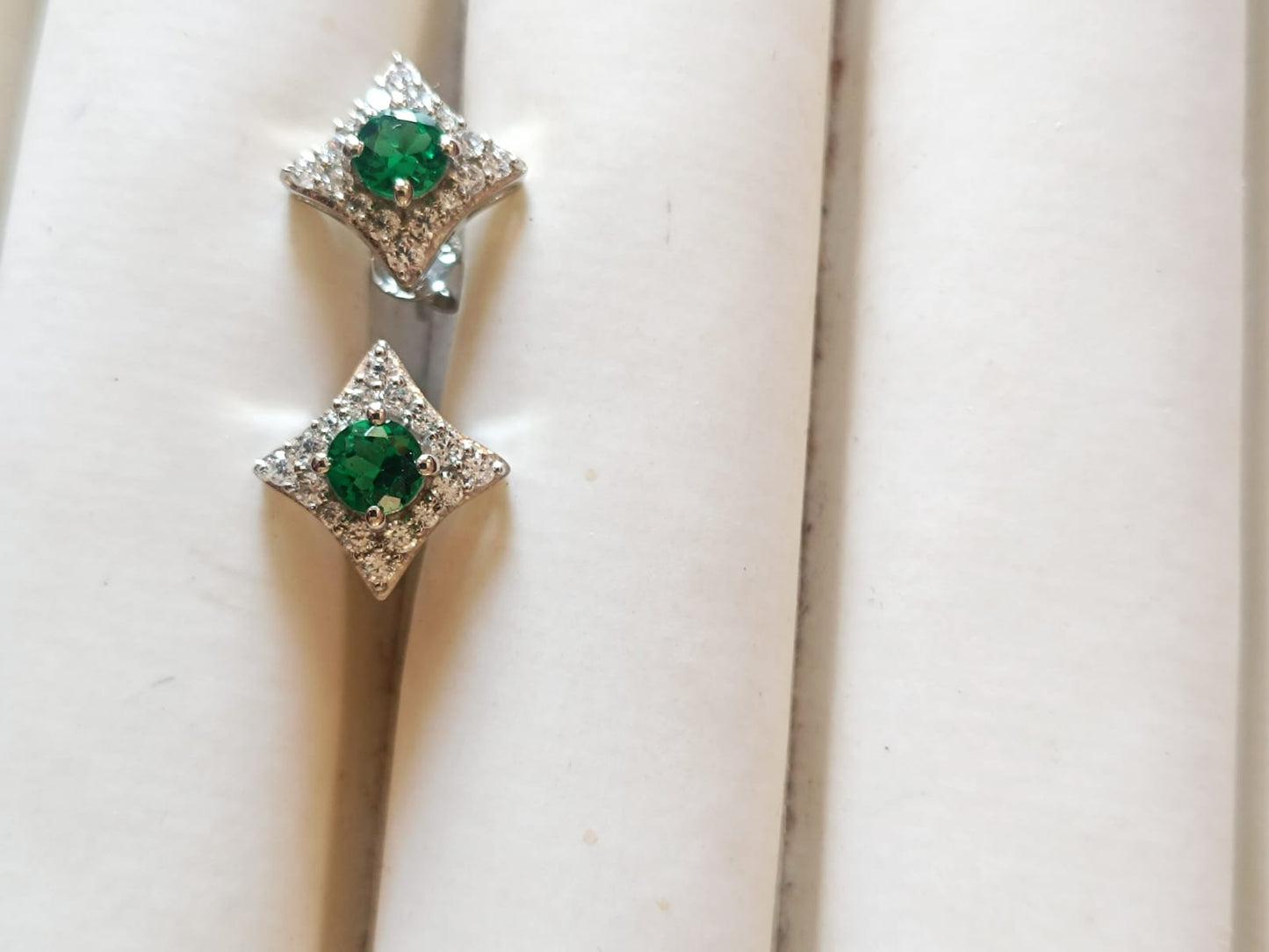 Emerald Stud Earrings in 925 Sterling Silver  – Timeless Elegance &amp; Sparkling Brilliance