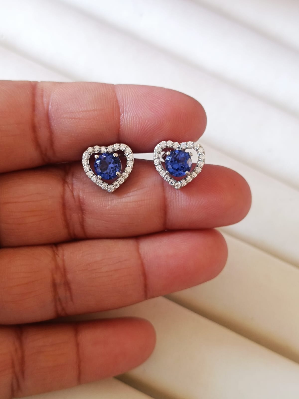 Heart Shaped Gemstone Stud Earrings in 925 Sterling Silver – Elegant Sapphire, Emerald & Ruby Jewelry for Loving Women