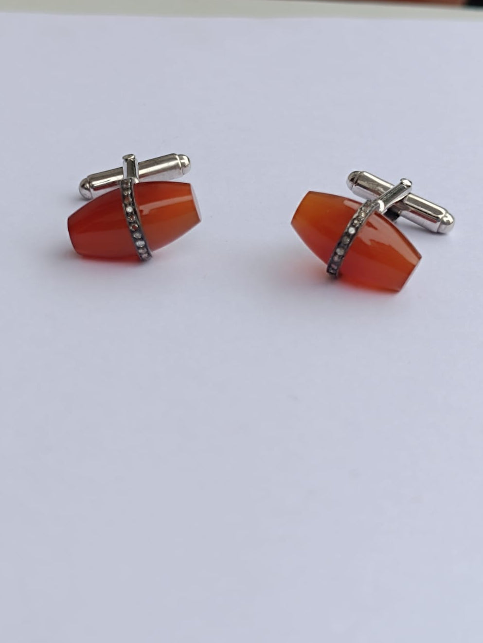Orange Onyx Cufflinks in 925 Silver – A Statement of Power & Prestige