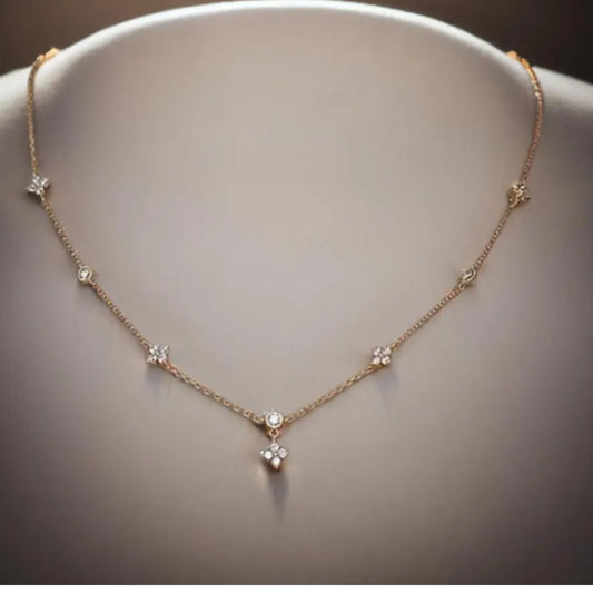Zircon Four-Leaf Flower  Elegant Light Luxury Choker Necklace