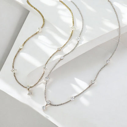 Zircon Four-Leaf Flower  Elegant Light Luxury Choker Necklace