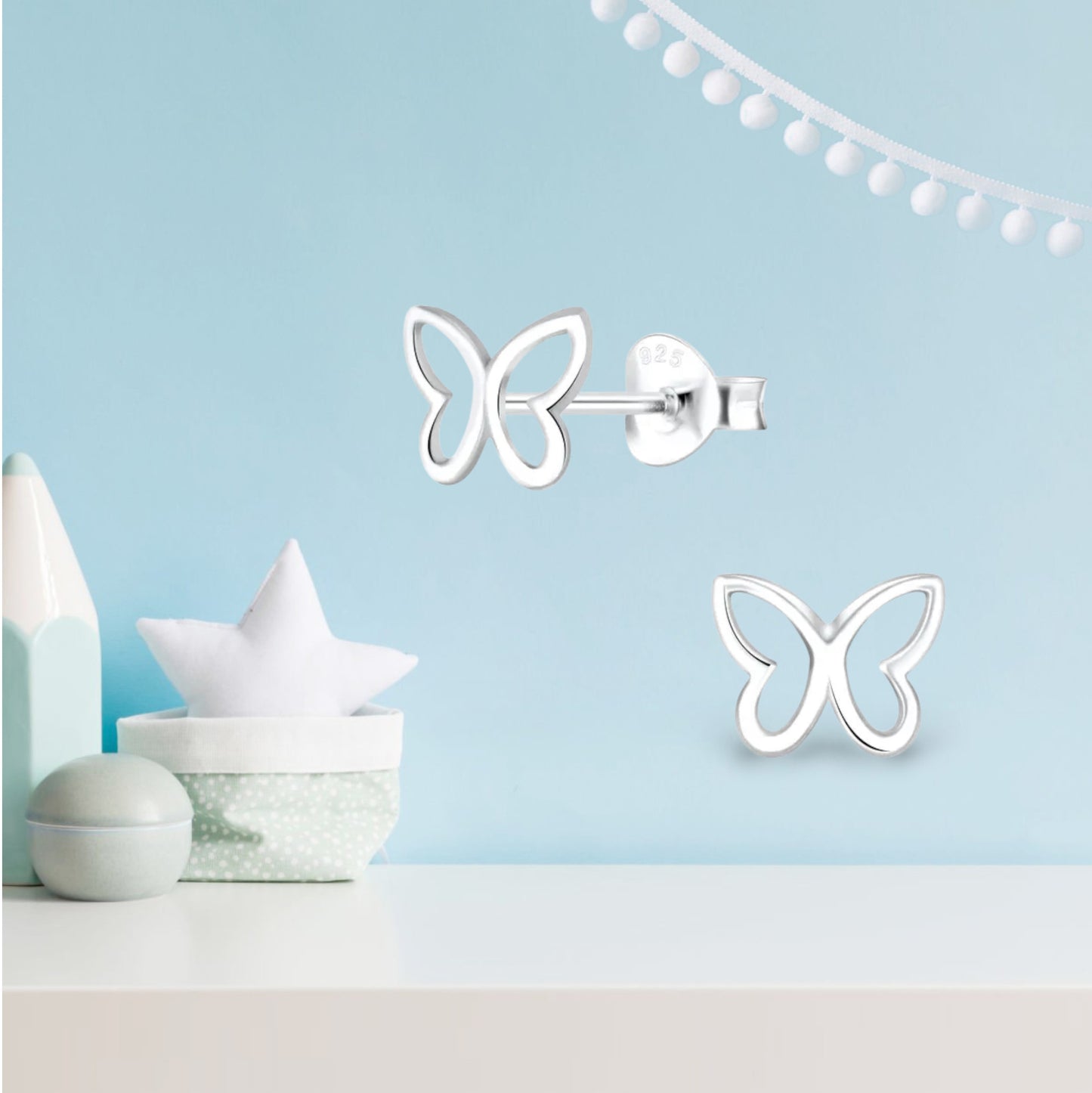 Butterfly  Stud in High quality Sterling Silver