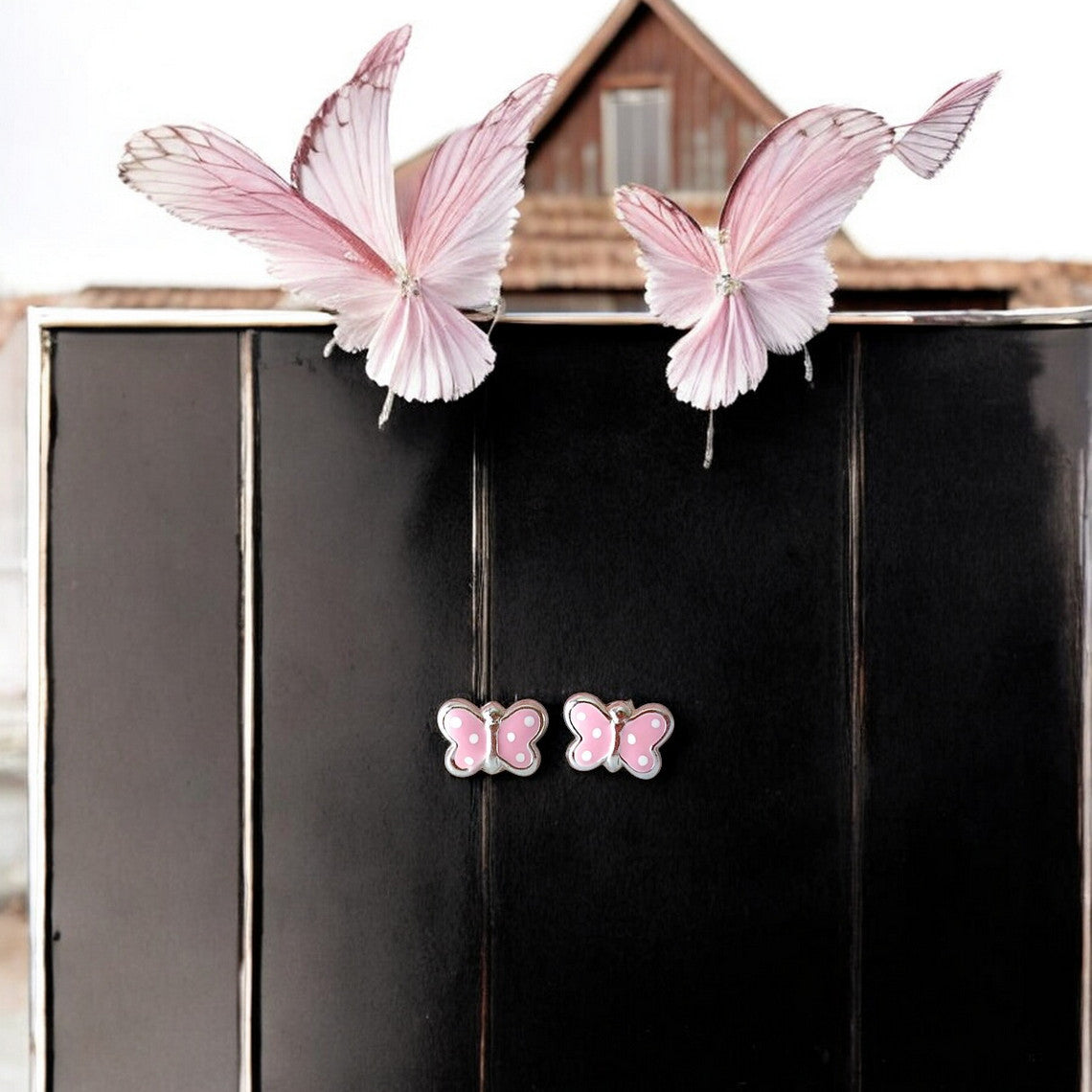 Sterling silver butterfly stud earrings