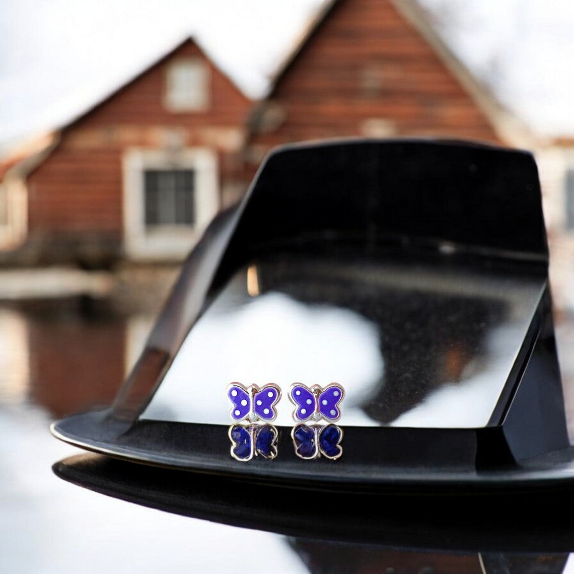 Sterling silver butterfly stud earrings