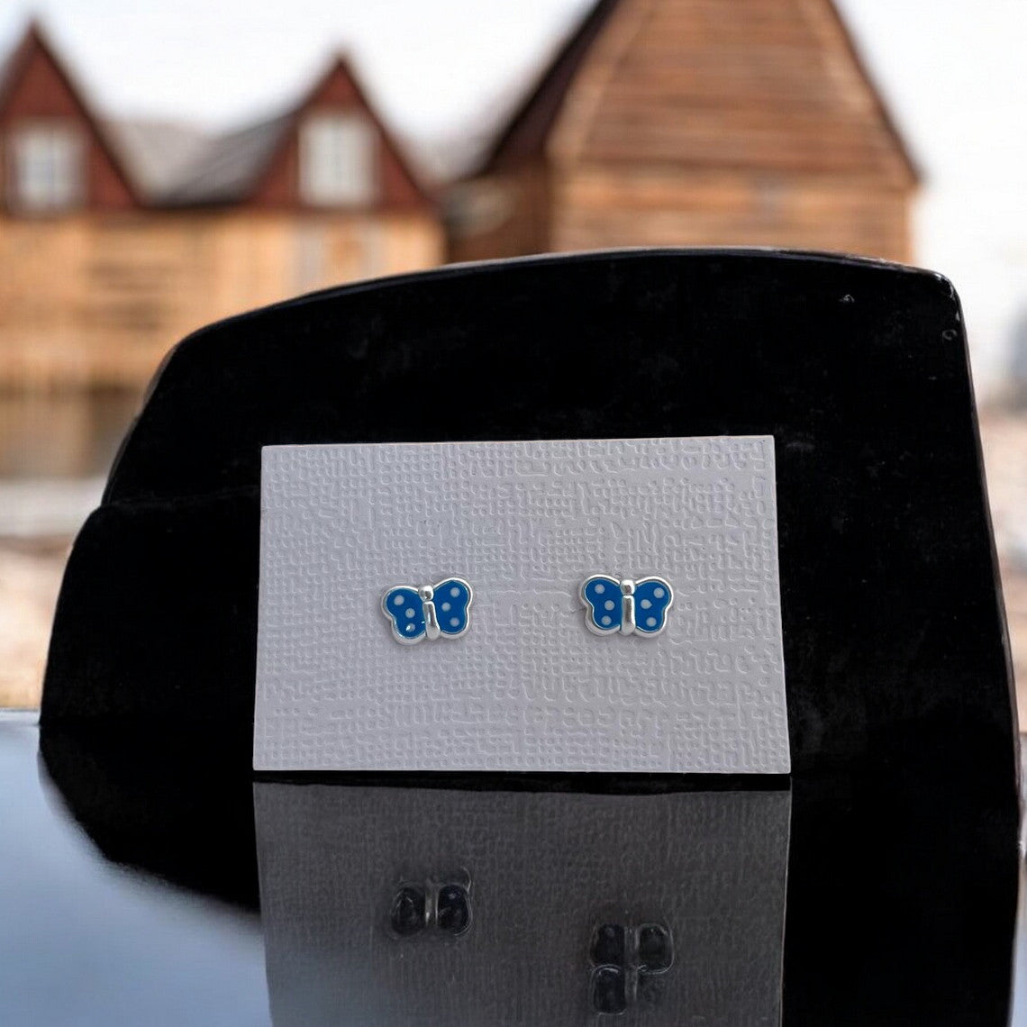 Sterling silver butterfly stud earrings