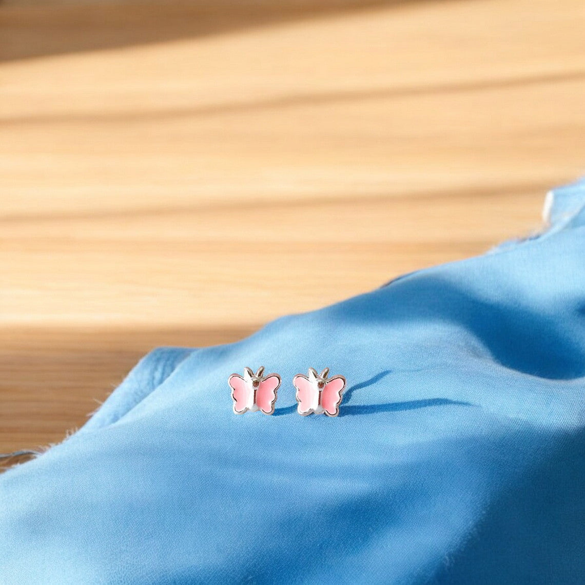 Sterling silver butterfly stud earrings