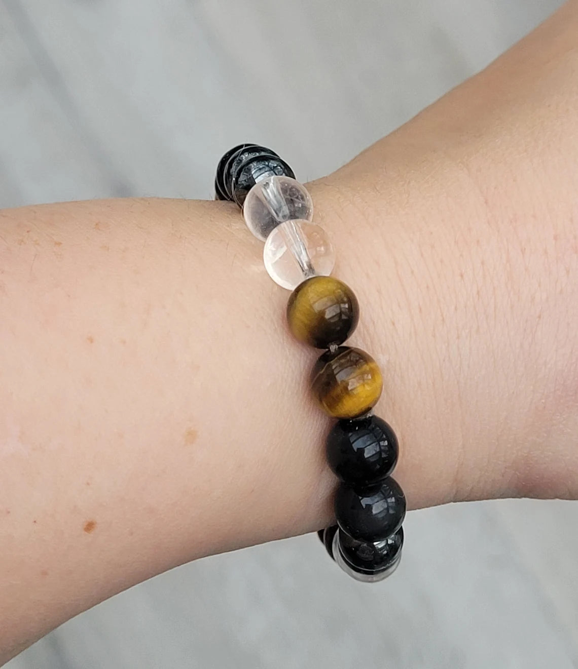 AAA+  Ultimate Quadruple Protection Bracelet, Accident and Negative Energy Protection Bracelet, Good Luck Bracelet, Beaded Bracelet, Unisex Crystal Healing